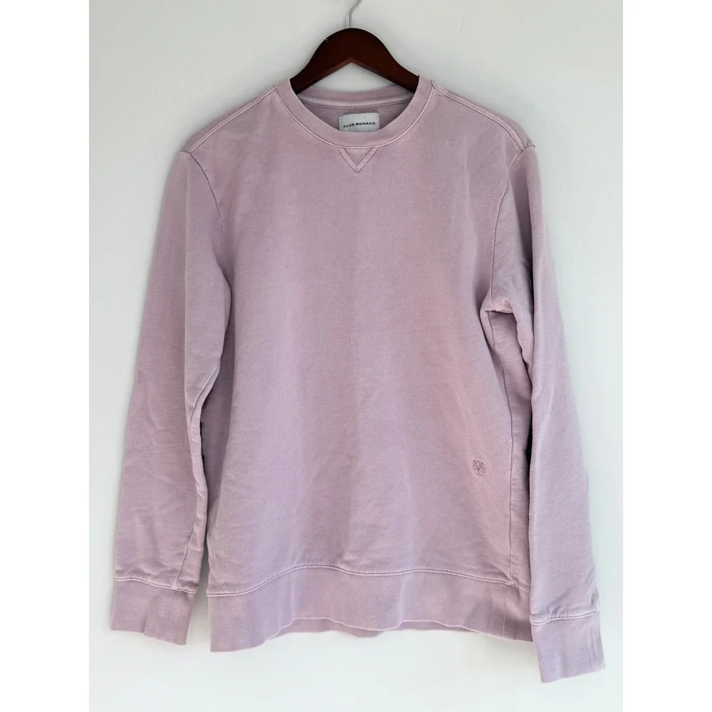 Club Monaco Essential Crewneck Sweatshirt Minimalist Mens M Purple Unisex Cotton